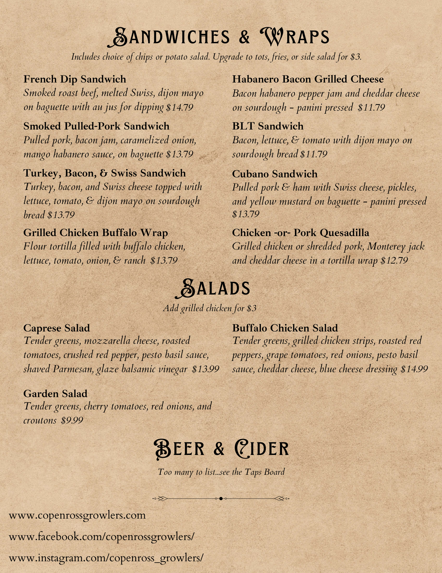 CopenRoss Menu Page 2